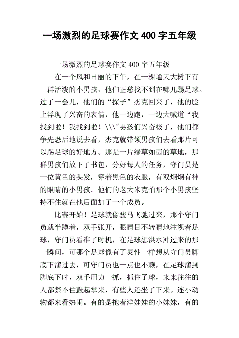 看足球赛的作文_看足球赛的作文600字