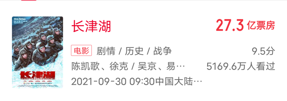 长津湖和战狼2票房走势_长津湖票房和战狼2对比