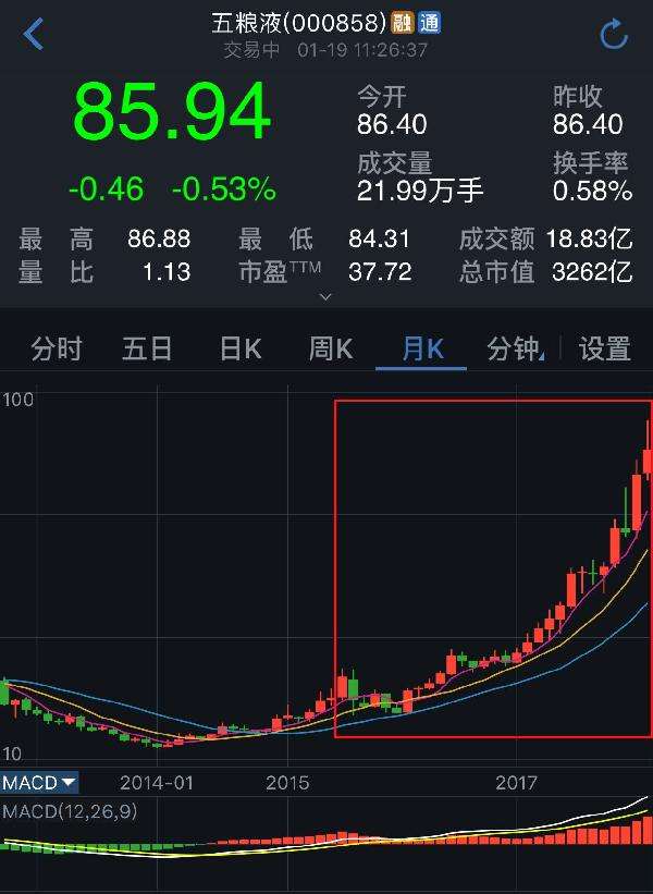 五粮液股票10周线走势图_五粮液股票十年线