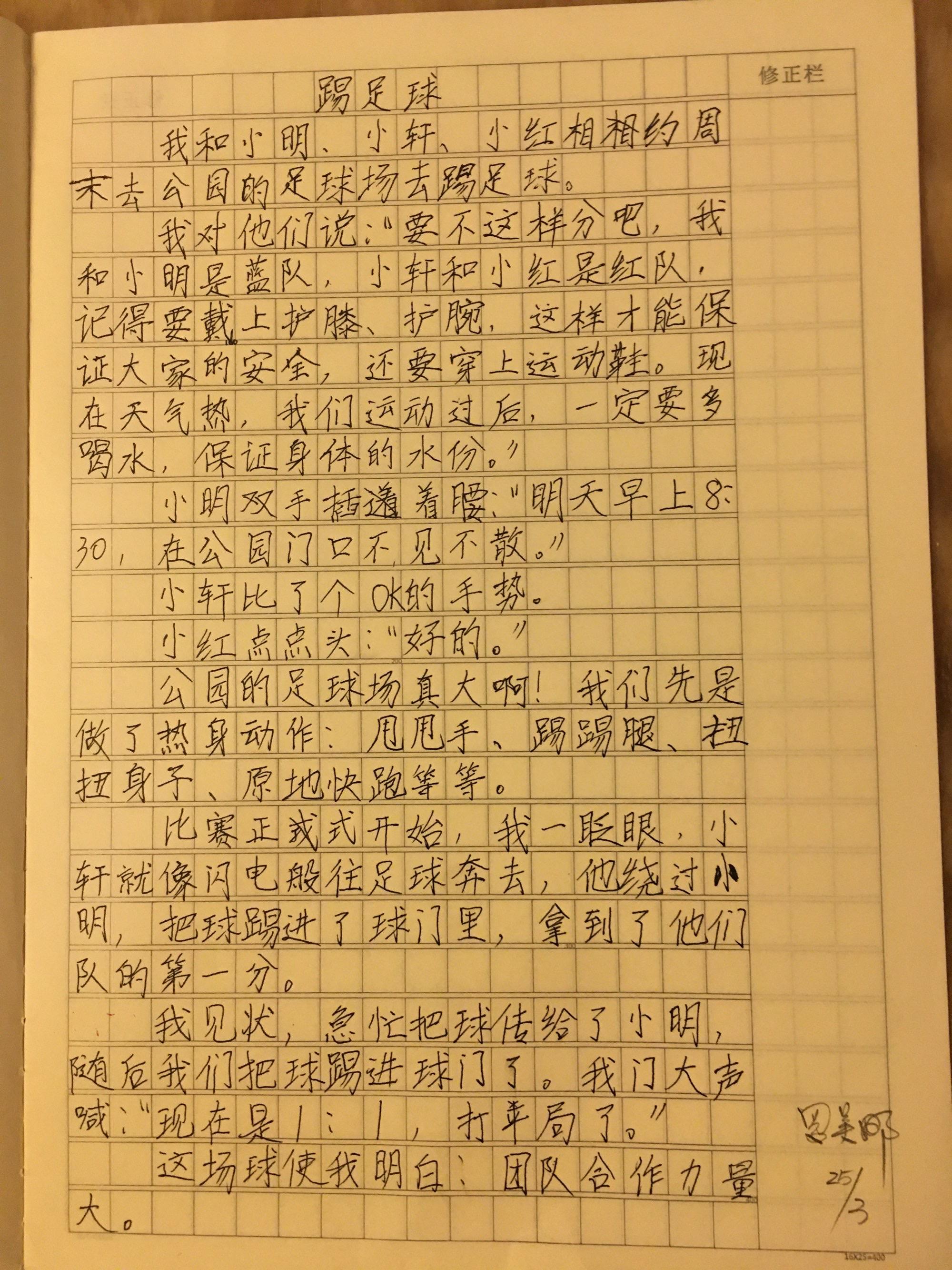 小学二年级作文踢足球_踢足球作文二年级100作文