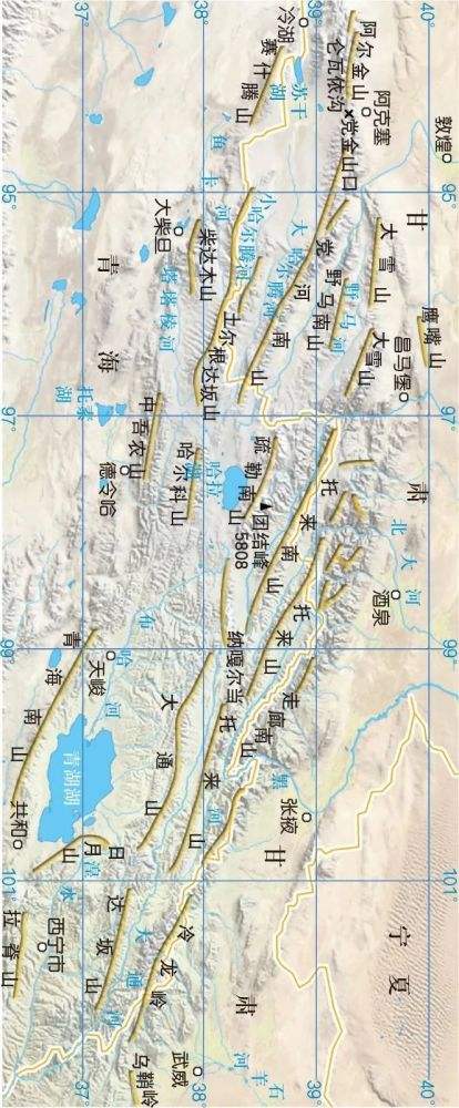 昆仑山脉祁连山脉走势图_昆仑山祁连山脉横断山脉的地图