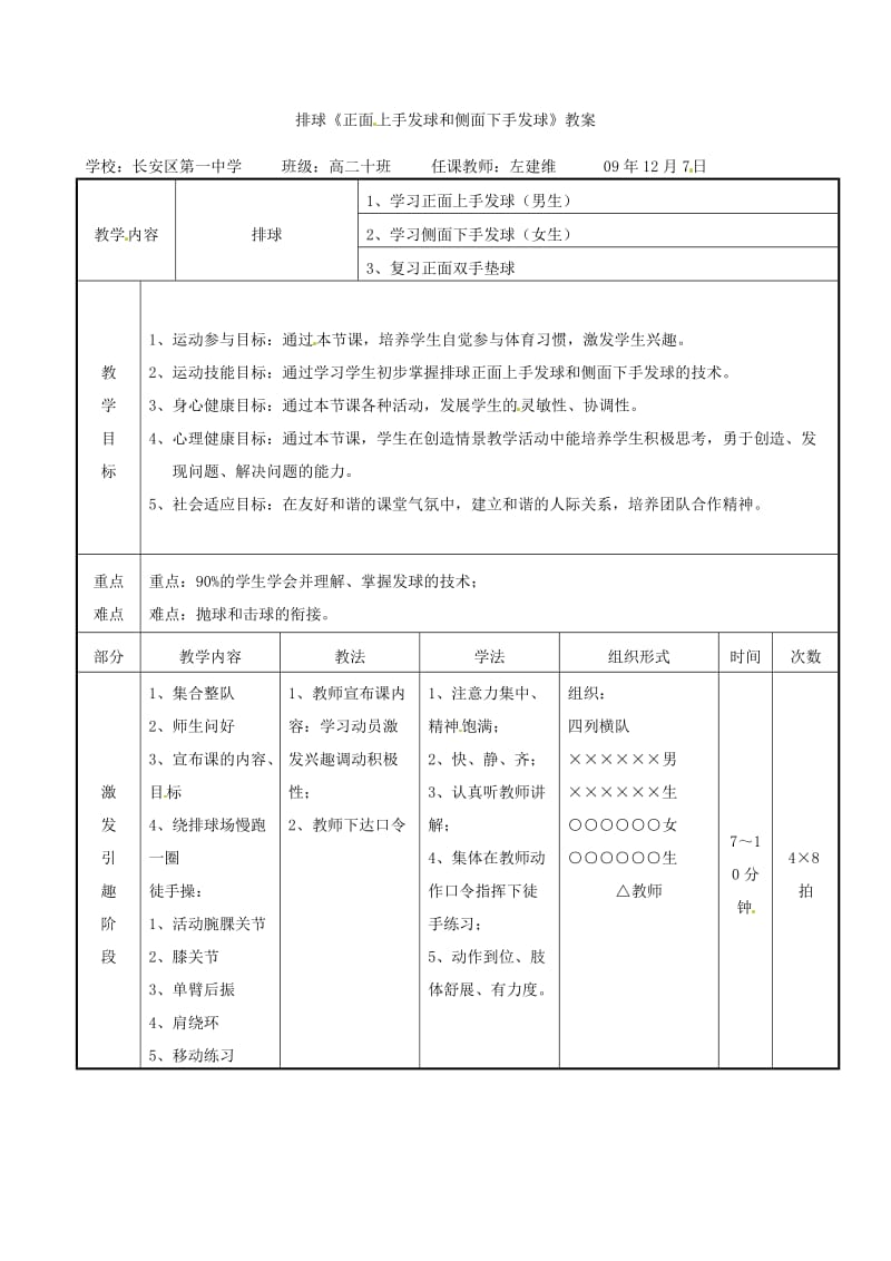 高中体育课教案全集_高中体育课教案全集模板